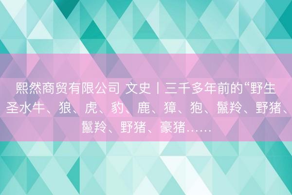 熙然商贸有限公司 文史丨三千多年前的“野生动物园”：圣水牛、狼、虎、豹、鹿、獐、狍、鬣羚、野猪、豪猪……