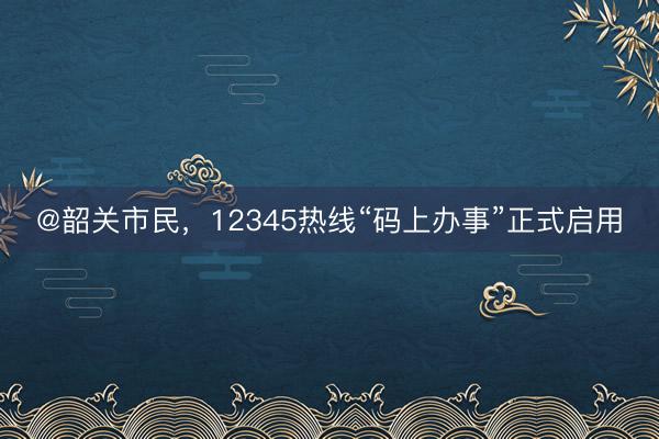 @韶关市民，12345热线“码上办事”正式启用