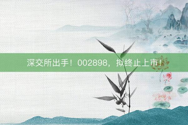 深交所出手！002898，拟终止上市！