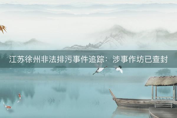 江苏徐州非法排污事件追踪：涉事作坊已查封