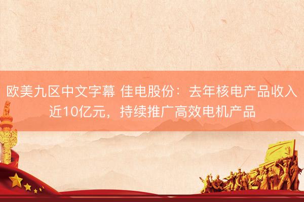 欧美九区中文字幕 佳电股份：去年核电产品收入近10亿元，持续推广高效电机产品