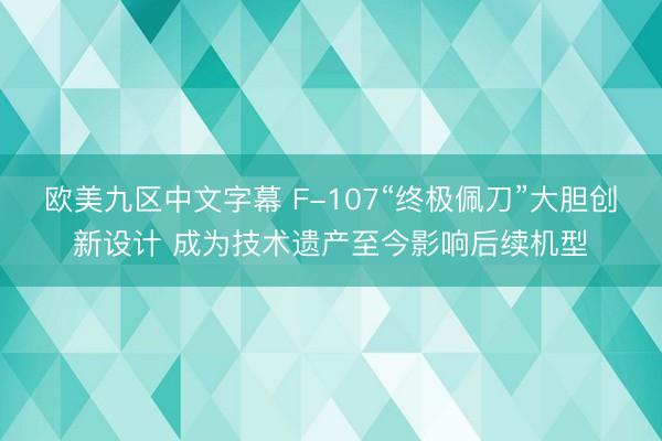 欧美九区中文字幕 F-107“终极佩刀”大胆创新设计 成为技术遗产至今影响后续机型