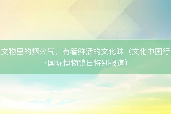 文物里的烟火气，有着鲜活的文化味（文化中国行·国际博物馆日特别报道）
