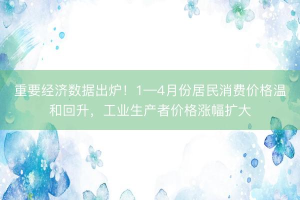 重要经济数据出炉！1—4月份居民消费价格温和回升，工业生产者价格涨幅扩大