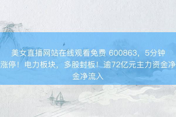 美女直播网站在线观看免费 600863，5分钟垂直涨停！电力板块，多股封板！逾72亿元主力资金净流入