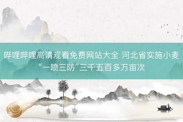 哔哩哔哩高清观看免费网站大全 河北省实施小麦“一喷三防”三千五百多万亩次