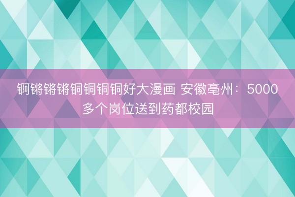 锕锵锵锵铜铜铜铜好大漫画 安徽亳州：5000多个岗位送到药都校园