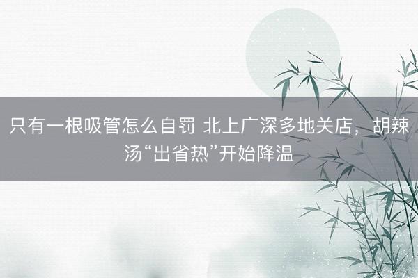只有一根吸管怎么自罚 北上广深多地关店，胡辣汤“出省热”开始降温