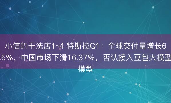 小信的干洗店1~4 特斯拉Q1：全球交付量增长6.5%，中国市场下滑16.37%，否认接入豆包大模型