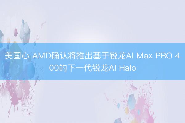美国心 AMD确认将推出基于锐龙AI Max PRO 400的下一代锐龙AI Halo