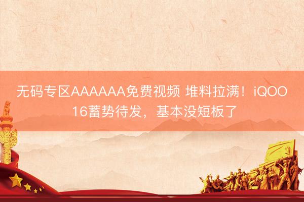 无码专区AAAAAA免费视频 堆料拉满！iQOO 16蓄势待发，基本没短板了