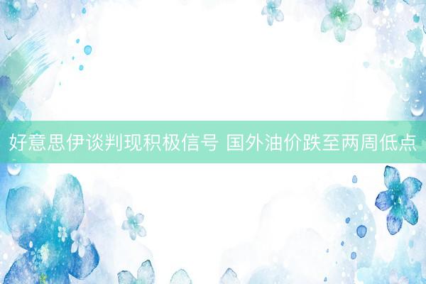 好意思伊谈判现积极信号 国外油价跌至两周低点