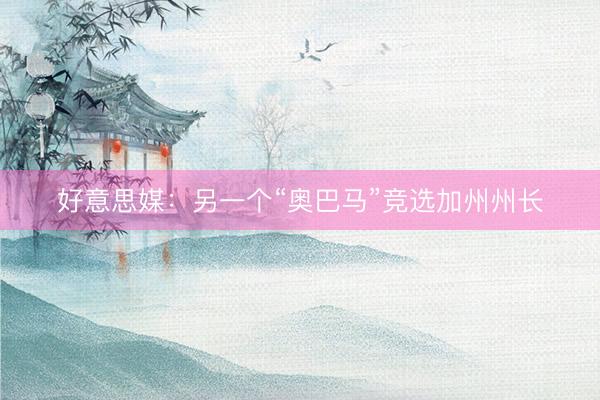 好意思媒：另一个“奥巴马”竞选加州州长