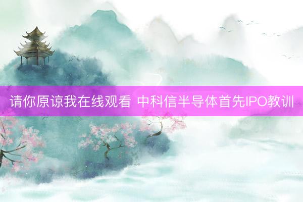 请你原谅我在线观看 中科信半导体首先IPO教训