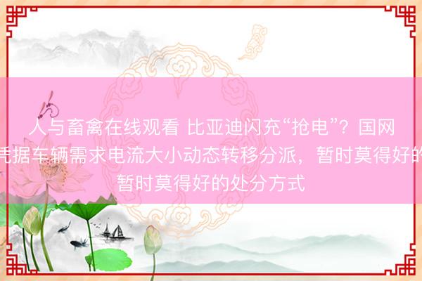 人与畜禽在线观看 比亚迪闪充“抢电”？国网客服：会凭据车辆需求电流大小动态转移分派，暂时莫得好的处分方式