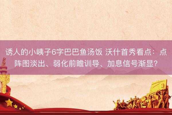诱人的小峓子6字巴巴鱼汤饭 沃什首秀看点：点阵图淡出、弱化前瞻训导、加息信号渐显？
