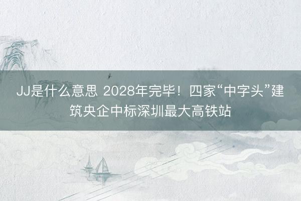 JJ是什么意思 2028年完毕！四家“中字头”建筑央企中标深圳最大高铁站
