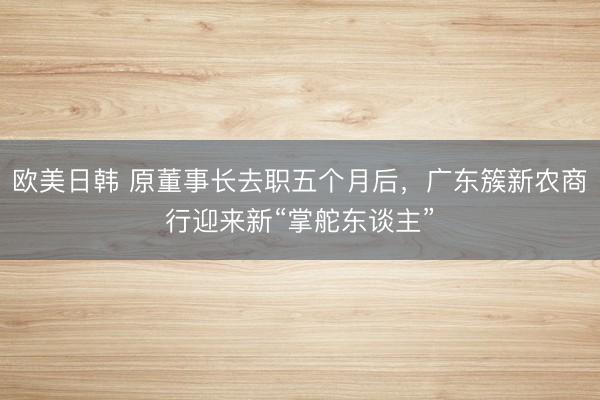 欧美日韩 原董事长去职五个月后，广东簇新农商行迎来新“掌舵东谈主”
