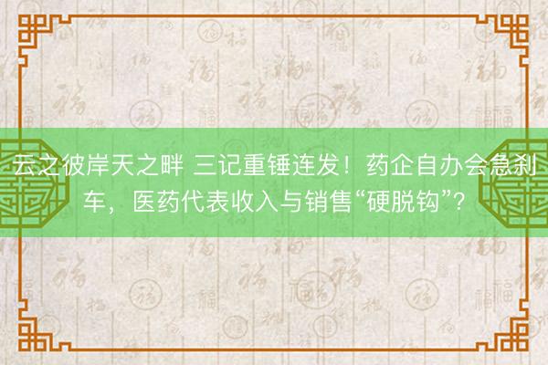 云之彼岸天之畔 三记重锤连发！药企自办会急刹车，医药代表收入与销售“硬脱钩”？