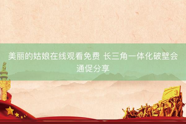美丽的姑娘在线观看免费 长三角一体化破壁会通促分享